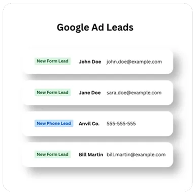 Inbound lead notifications from a Google Ads campaign