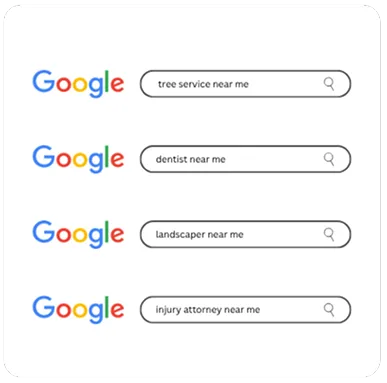 Google search bars showing high-intent local service queries