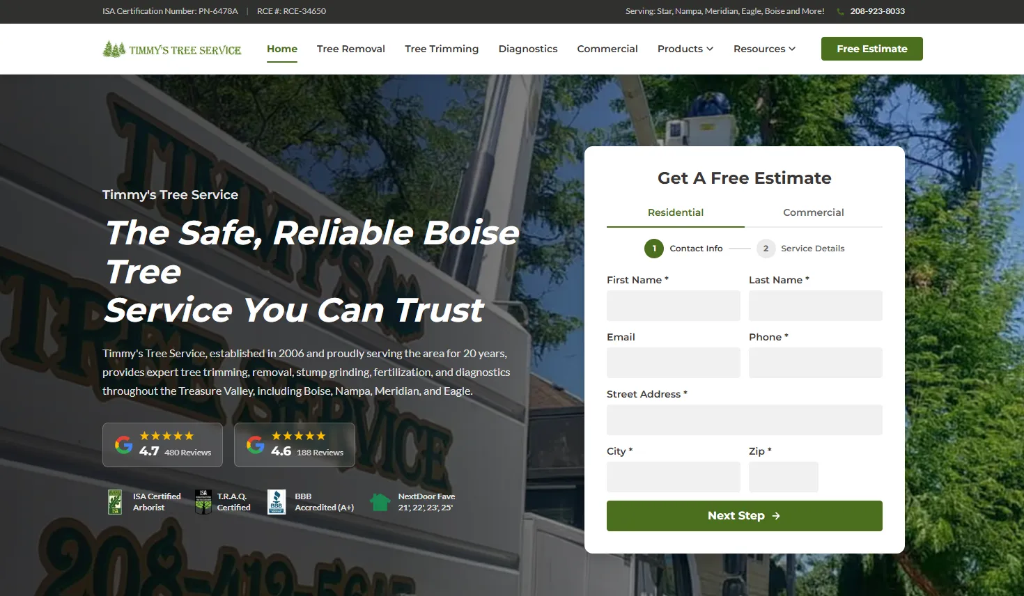 Screenshot of Timmy's Tree Service