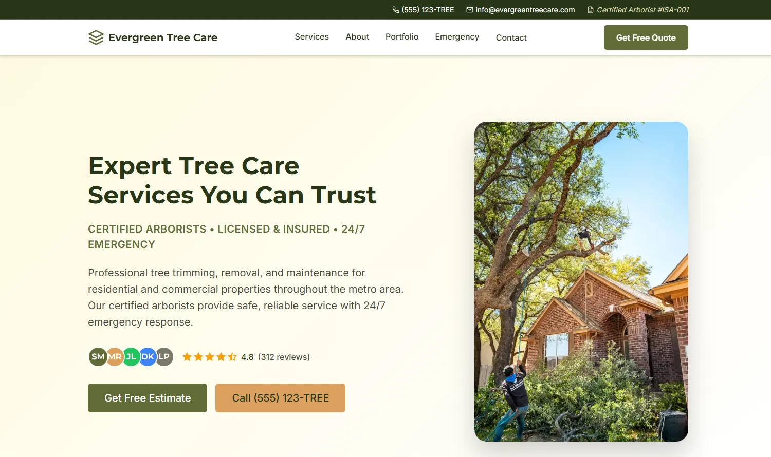 Screenshot of Evergreen Tree Care