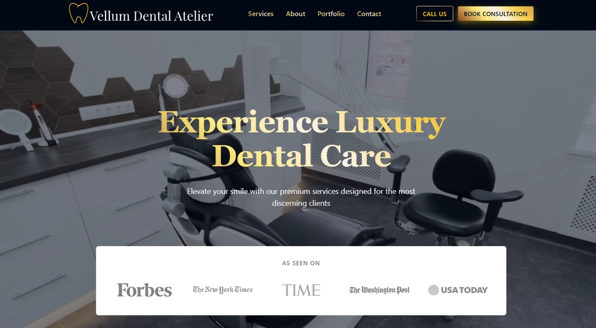 Screenshot of Vellum Dental Atelier website